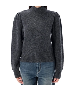 Turtleneck Puff-Sleeve Sweater