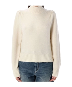 Turtleneck Puff-Shoulder Jumper