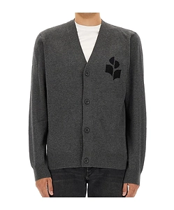 Isabel Marant Logo Intarsia-Knit V-Neck Cardigan