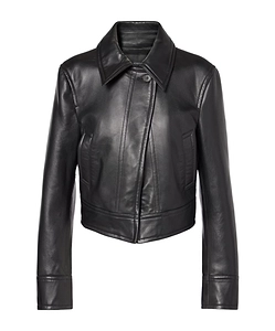 Caron Cropped Long-Sleeved Leather Jacket