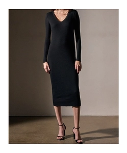 James Perse Ribbed V-Neck Knitted Dress