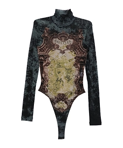 High-Neck Print Bodysuit
