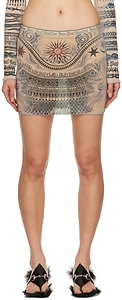 Graphic-Print Logo-Waist Miniskirt
