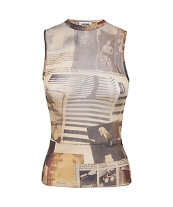 Jean Paul Gaultier Journal Graphic Print Sleeveless Top
