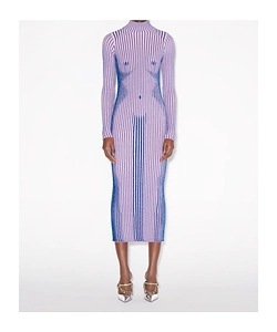 Metallic-Striped Wool-Blend Dress