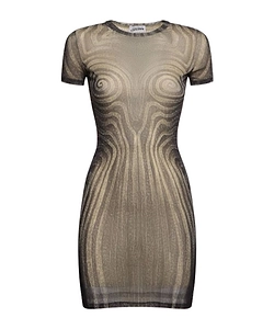 Mesh Spiral Print Mini Dress