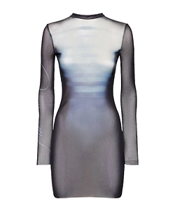Printed Mesh Mini Dress