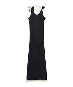 Ribbed Double Layer Dress In Black