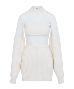 Wool Short With Mesh Details Dress