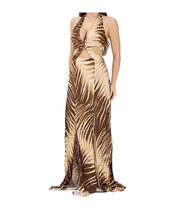 Long Dress With Leaf Print