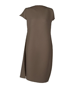Issey Miyake Asymmetric Hem Pleated Midi Dress