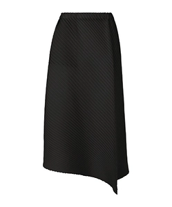 Pleated Asymmetric Midi Skirt