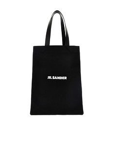 Jil Sander Logo Printed Medium Flat Shopper Bag
