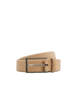 Suede Belt With Logo And Gunmetal Buckle