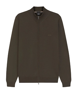 Boss Hugo Boss Logo Embroidered Zipped Knit Cardigan