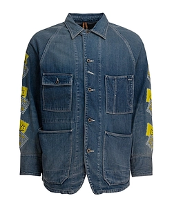 Embroidered Patch-Pocket Denim Jacket