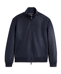 Zip-Up Leather Bomber Jacket