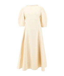 Jil Sander Puff Sleeve Square-Neck Mid Dress