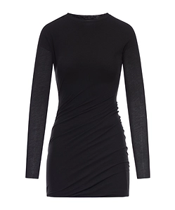 Long-Sleeve Gathered Mini Dress