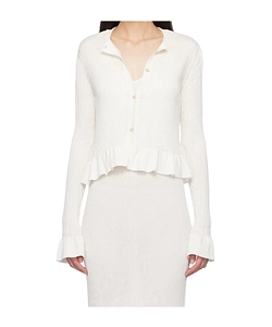 Long-Sleeved Ruffled Cardigan