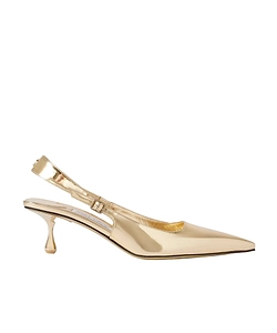 Amel 50 Logo-Embellished Metallic Leather Slingback Pumps