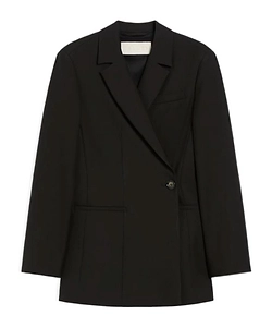Notched-Lapel Double-Breasted Blazer