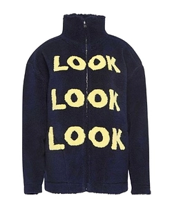 Look-Intarsia Zip-Front Jacket