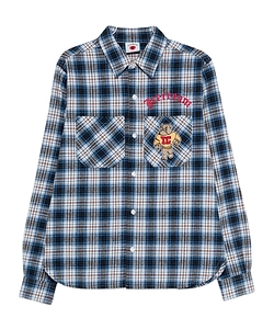 Check-Pattern Logo-Embroidered Shirt