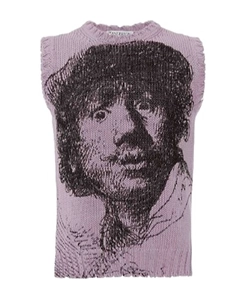 Rembrandt-Print Sleeveless Jumper