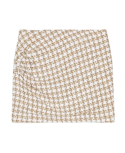 Gathered-Detail Tweed Skirt