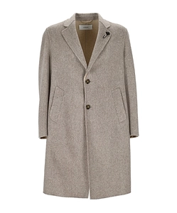Lardini Herringbone Logo Plaque Coat