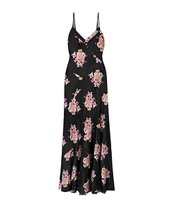 Azalea Floral-Print Satin-Jacquard Maxi Dress