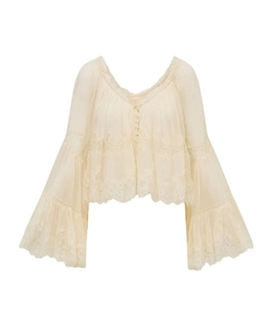 Loveshackfancy Darline Lace Peplum Top