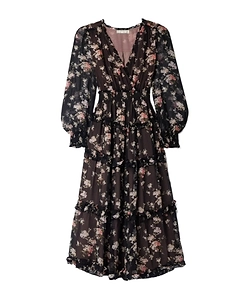 Kailo Wrap-Effect Floral-Print Silk-Chiffon Midi Dress