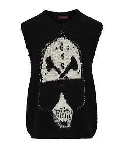 Oversized Round Neck Wool Knit Vest