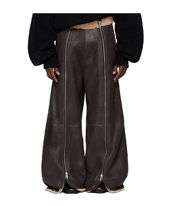 Zippered Grained Sheepskin Pants