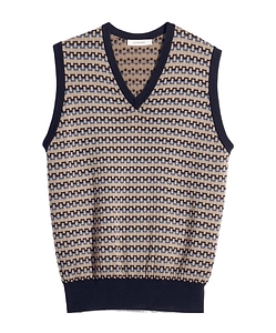 Lemaire V-Neck Jacquard Knitted Vest