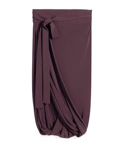 Tie-Detail Draped Midi Skirt