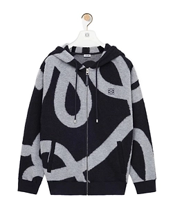 Loewe Allover Logo Jacquard Zip-Up Hoodie