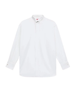 Stand Collar Oversized Shirt In Cotton Poplin