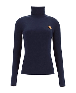 Tiger-Embroidered Turtleneck Jumper