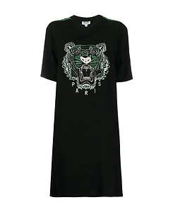 Tiger-Embroidered T-Shirt Dress