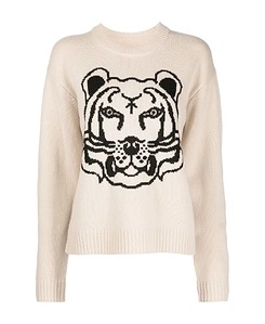 Tiger Head-Motif Wool Jumper