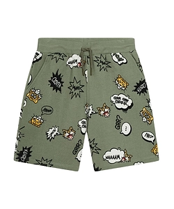 Tiger-Print Drawstring Cotton Shorts