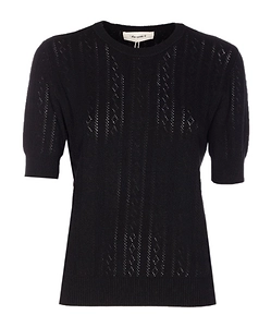 Lisa Yang Nika Pointelle Short-Sleeve Sweater