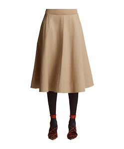 Khaite Renta A-Line Twill Midi Skirt