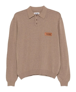 Long-Sleeved Knitted Polo Shirt