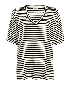 Khaite Linda Striped V-Neck T-Shirt