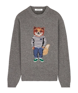 Maison Kitsuné Dressed Fox-Intarsia Crewneck Jumper