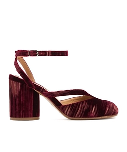 80Mm Tabi Used Velvet Pumps